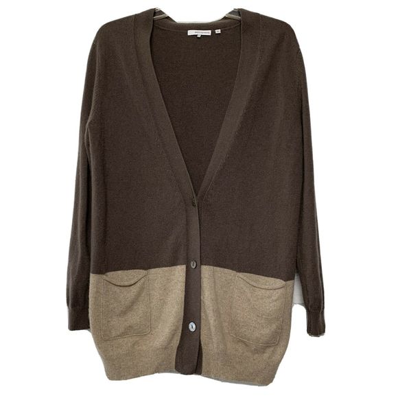 360 Cashmere 100% Cashmere Two tone Cardigan - Picture 1 of 12